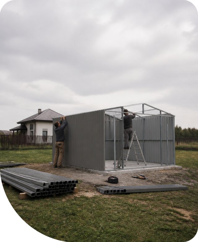 Металлический хозблок под ключ с установкой в Краснодаре